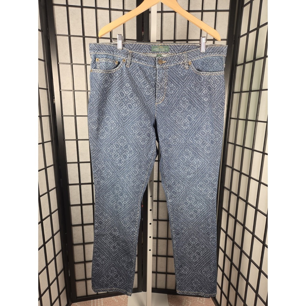 Lauren Ralph Lauren Boho‎ Hippie Geometric Straight Leg Jeans Womens 16